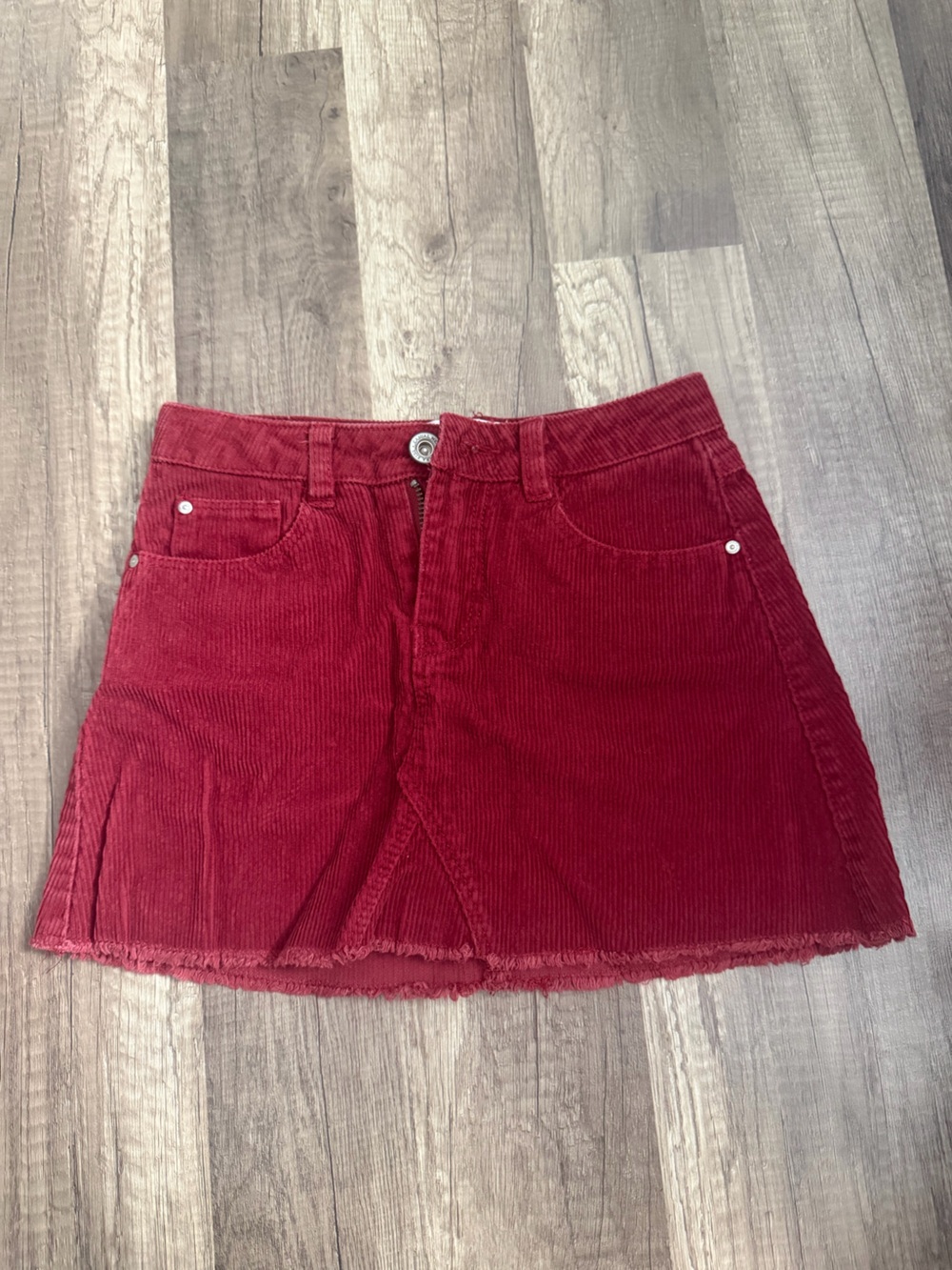 Zara Corduroy Mini Skirt in Berry Red